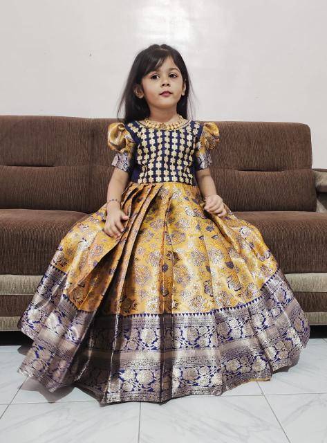 KIDS GOWN kanjivaram silk Wholesale kids designer clothing Mumbai